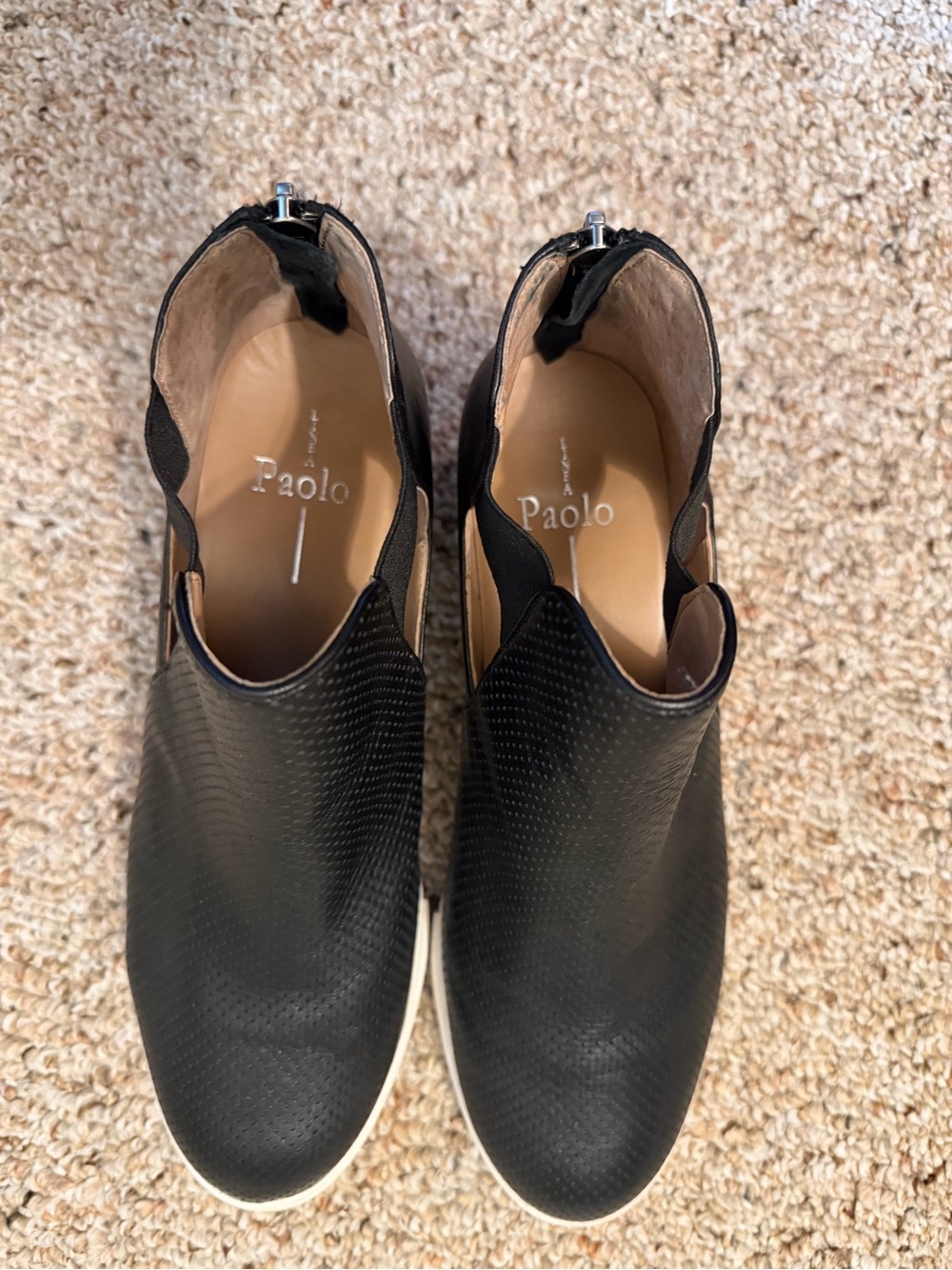 Women’s Black Perforated Slip-On Wedge Sneakers - Picture 2 of 6